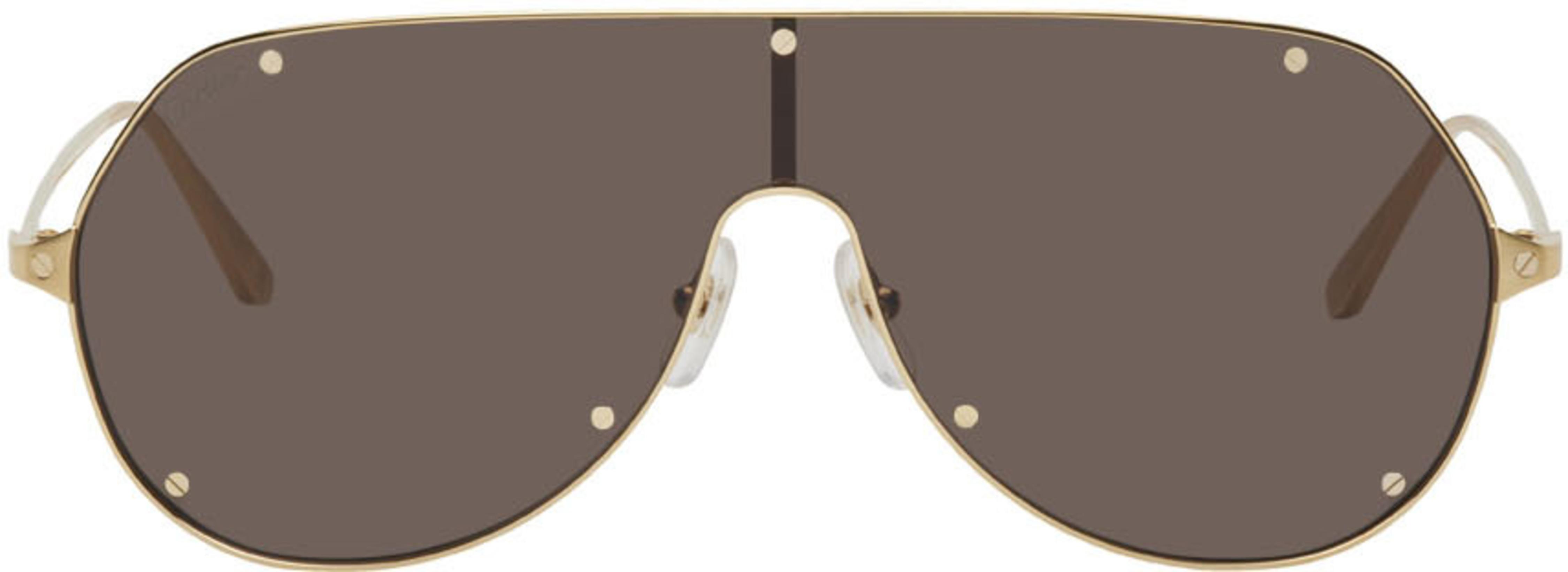 Gold Santos de Cartier Aviator Sunglasses by CARTIER