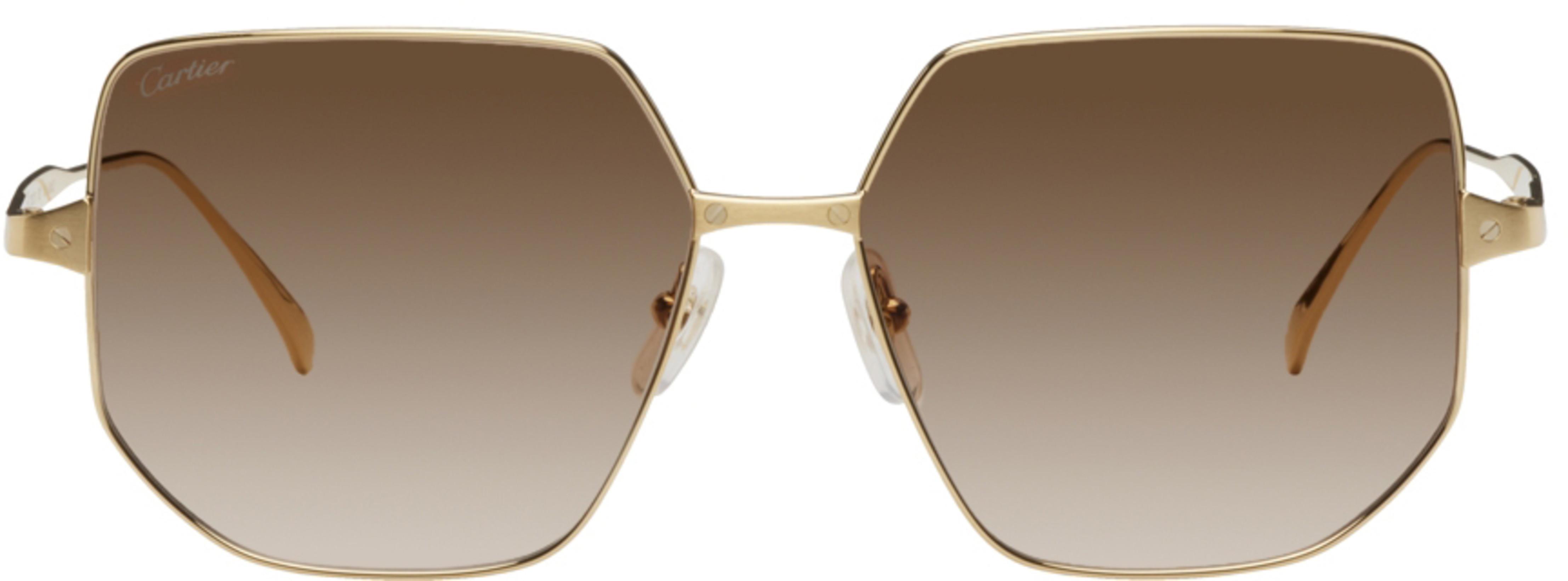 Gold Square Sunglasses by CARTIER
