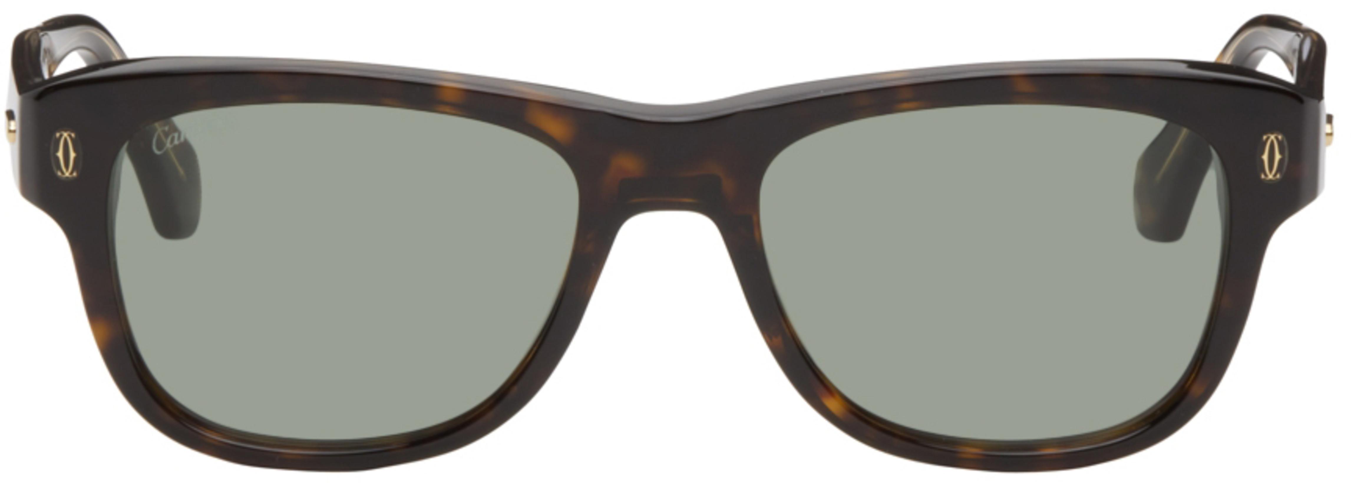 Tortoiseshell 'C de Cartier' Rectangular Sunglasses by CARTIER