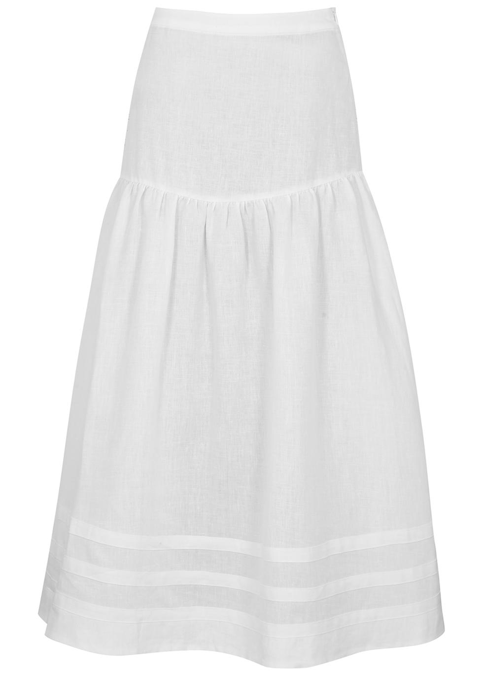Carmen white linen maxi skirt by CASA RAKI