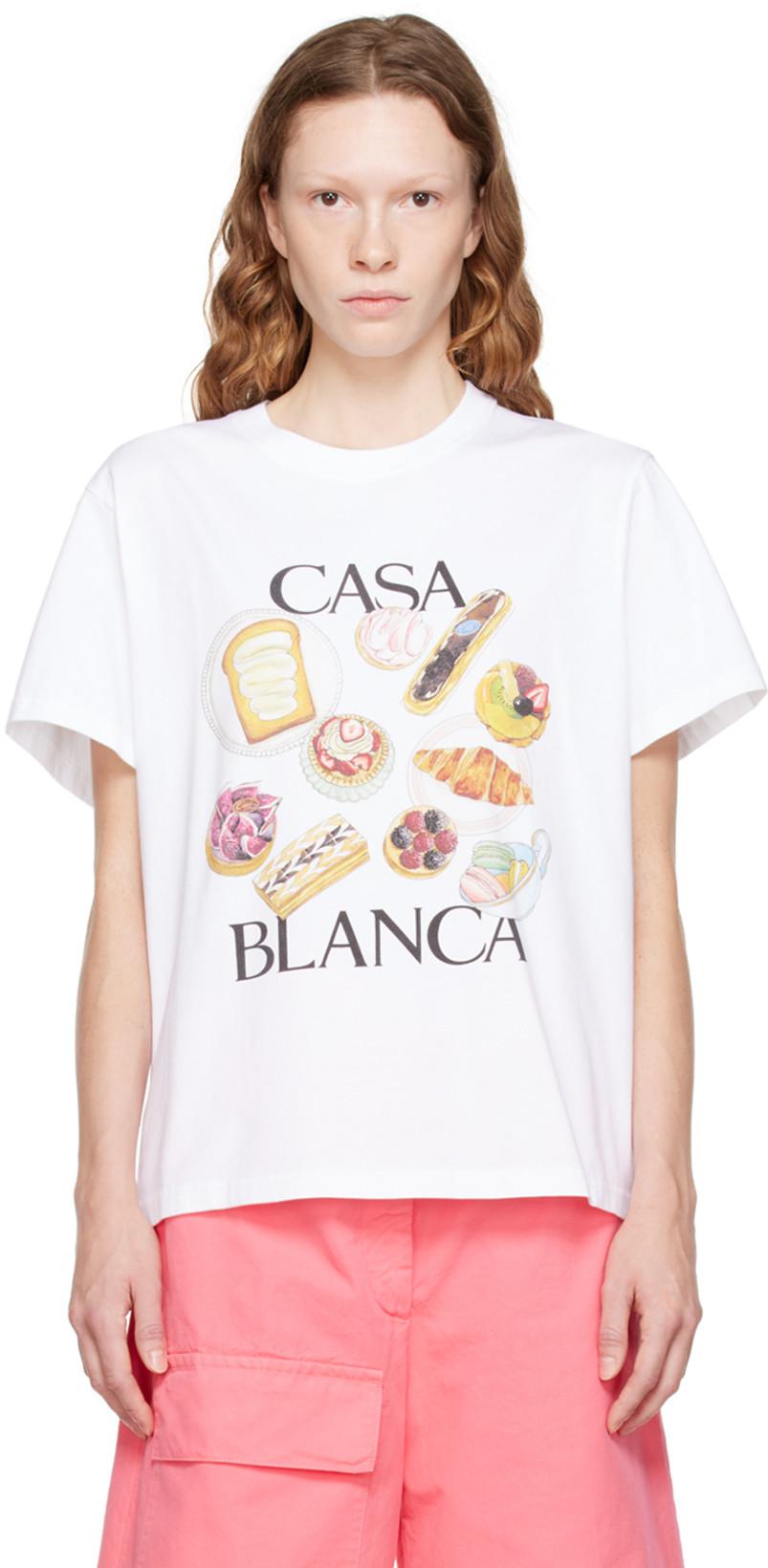 White 'Patisseries En Vol' T-Shirt by CASABLANCA