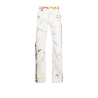 White printed straight-leg jeans by CASABLANCA