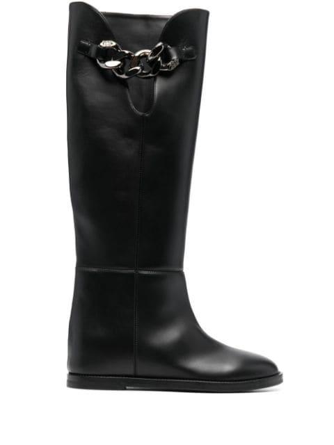 chain-detail leather boots by CASADEI