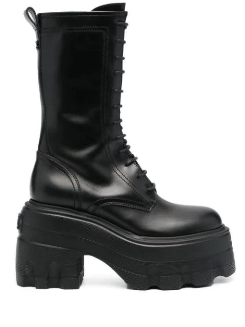 platform leather combat boots by CASADEI