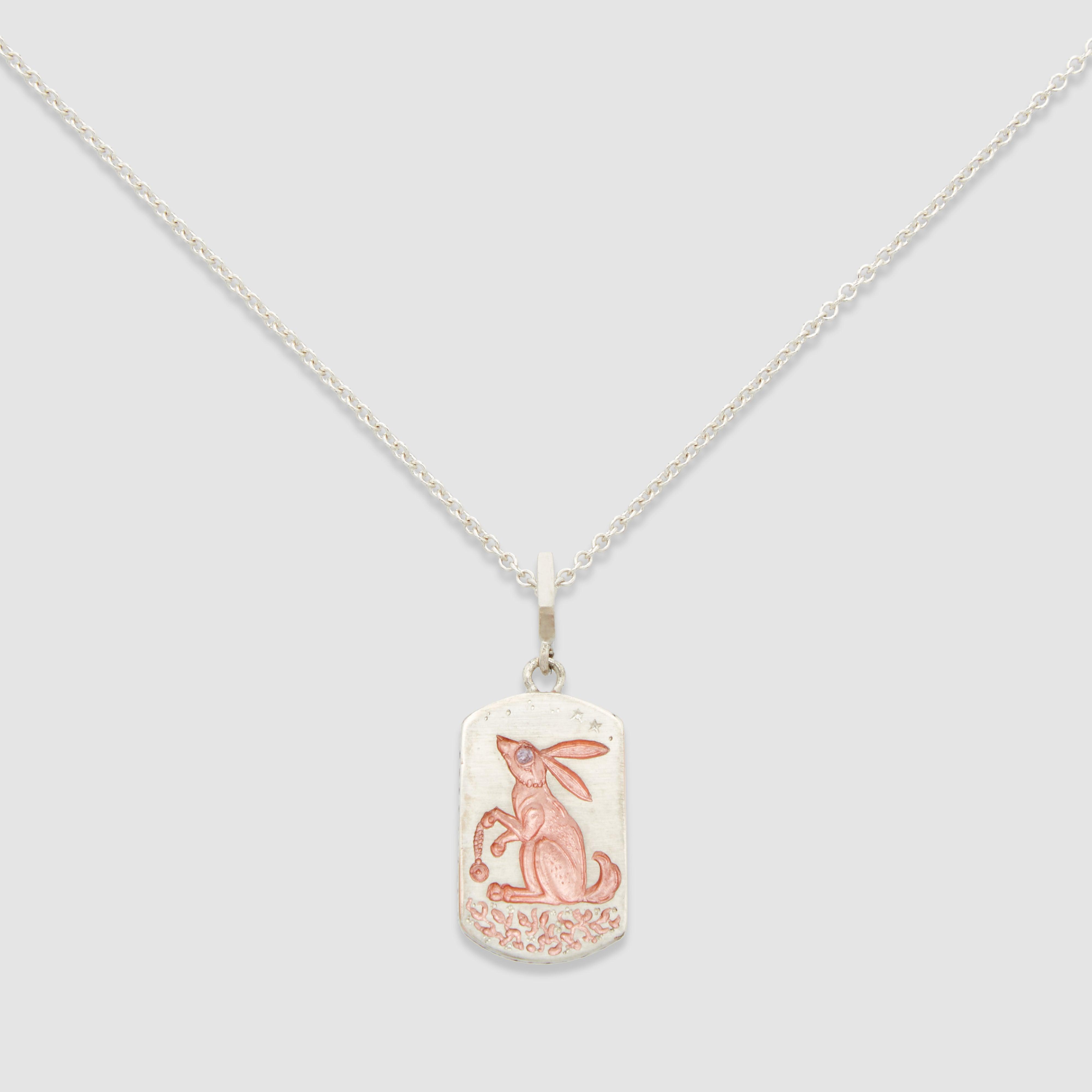 Castro Silver and Pink Ceramic Rabbit And Carrot Pendant by CASTRO