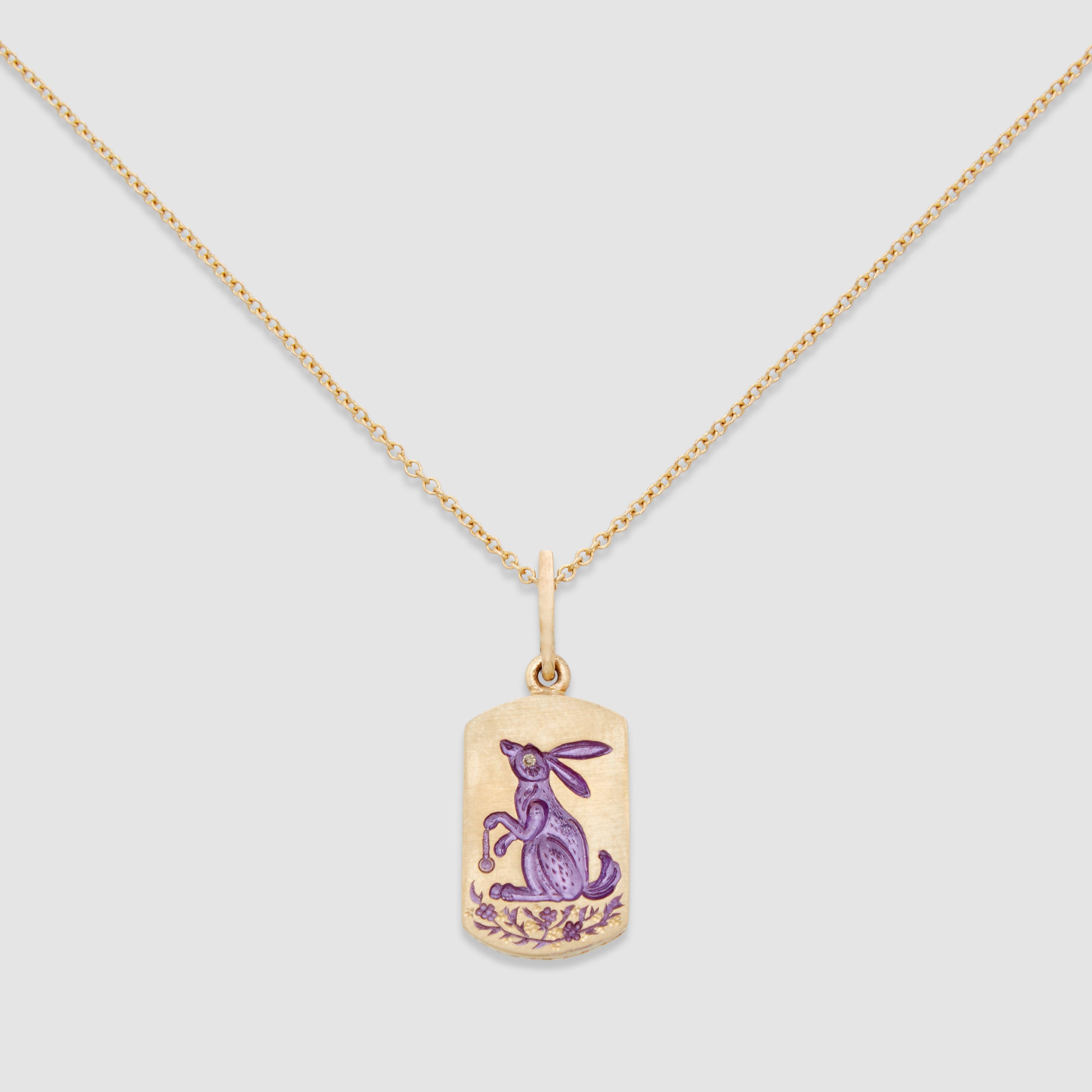 Castro Yellow Gold Rabbit And Carrot Pendant by CASTRO