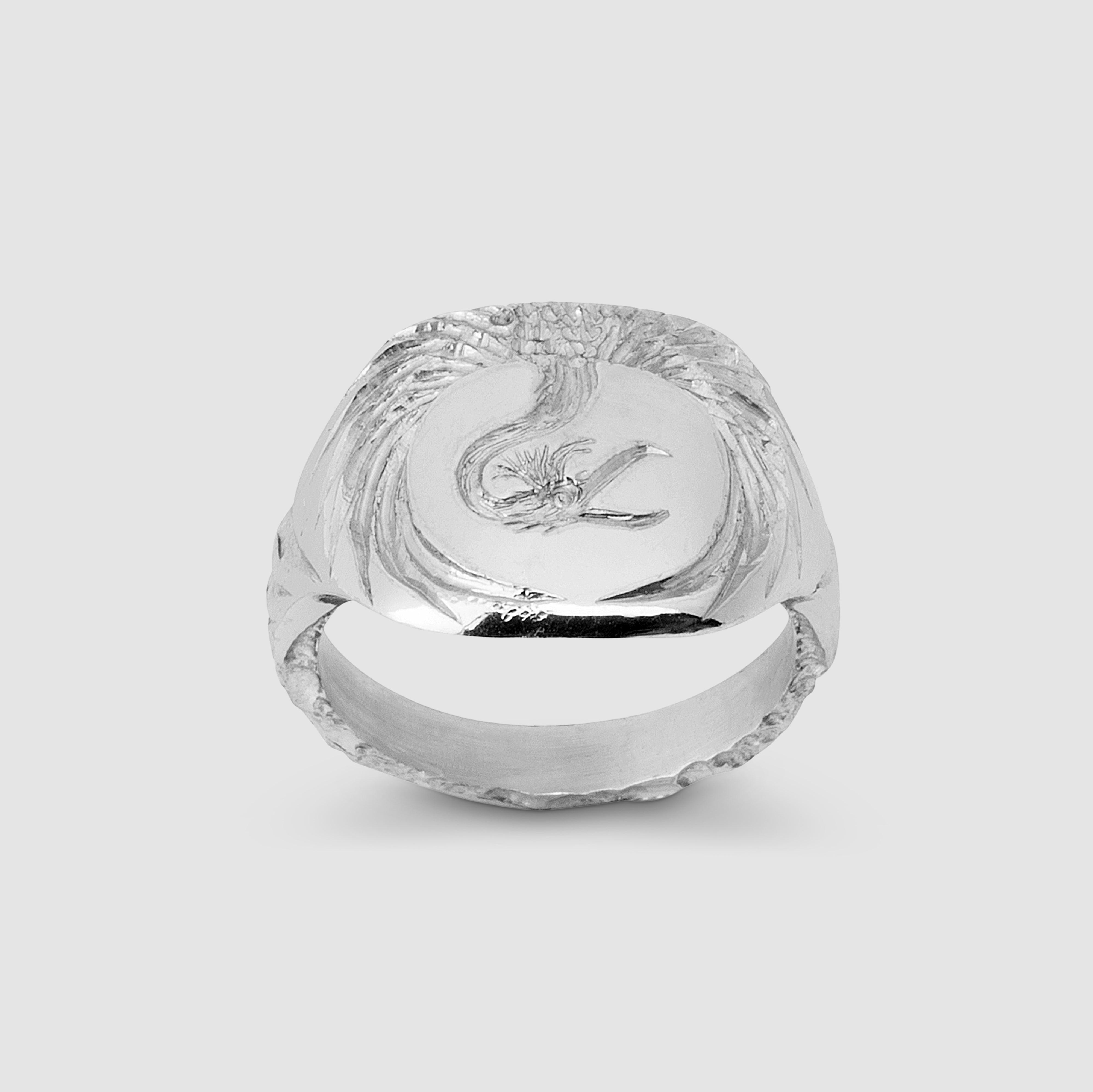 Silver Phoenix Cushion Ring by CASTRO