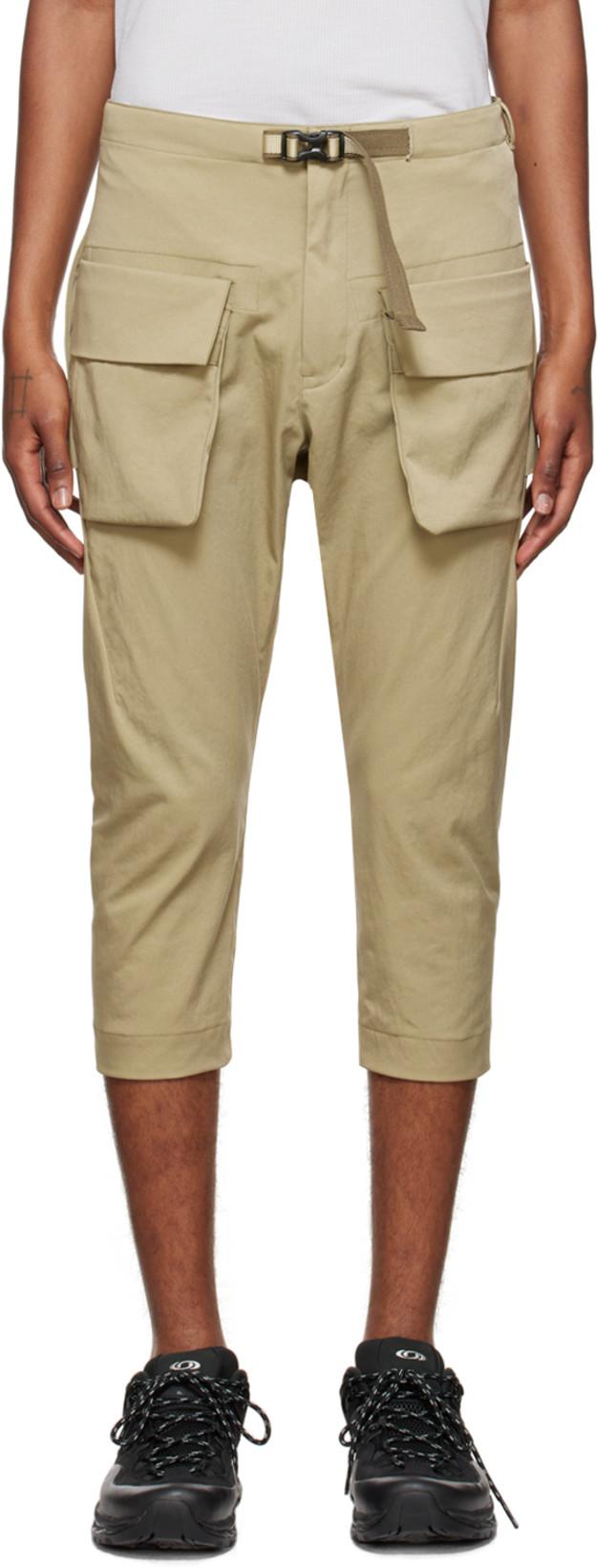Beige Cropped Chino Trousers by CCP