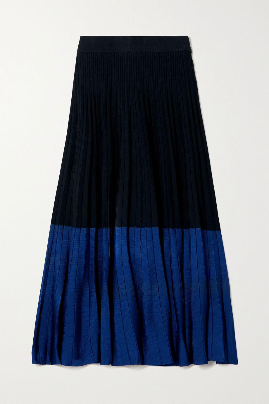 Colette two-tone pleated knitted midi skirt by CEFINN