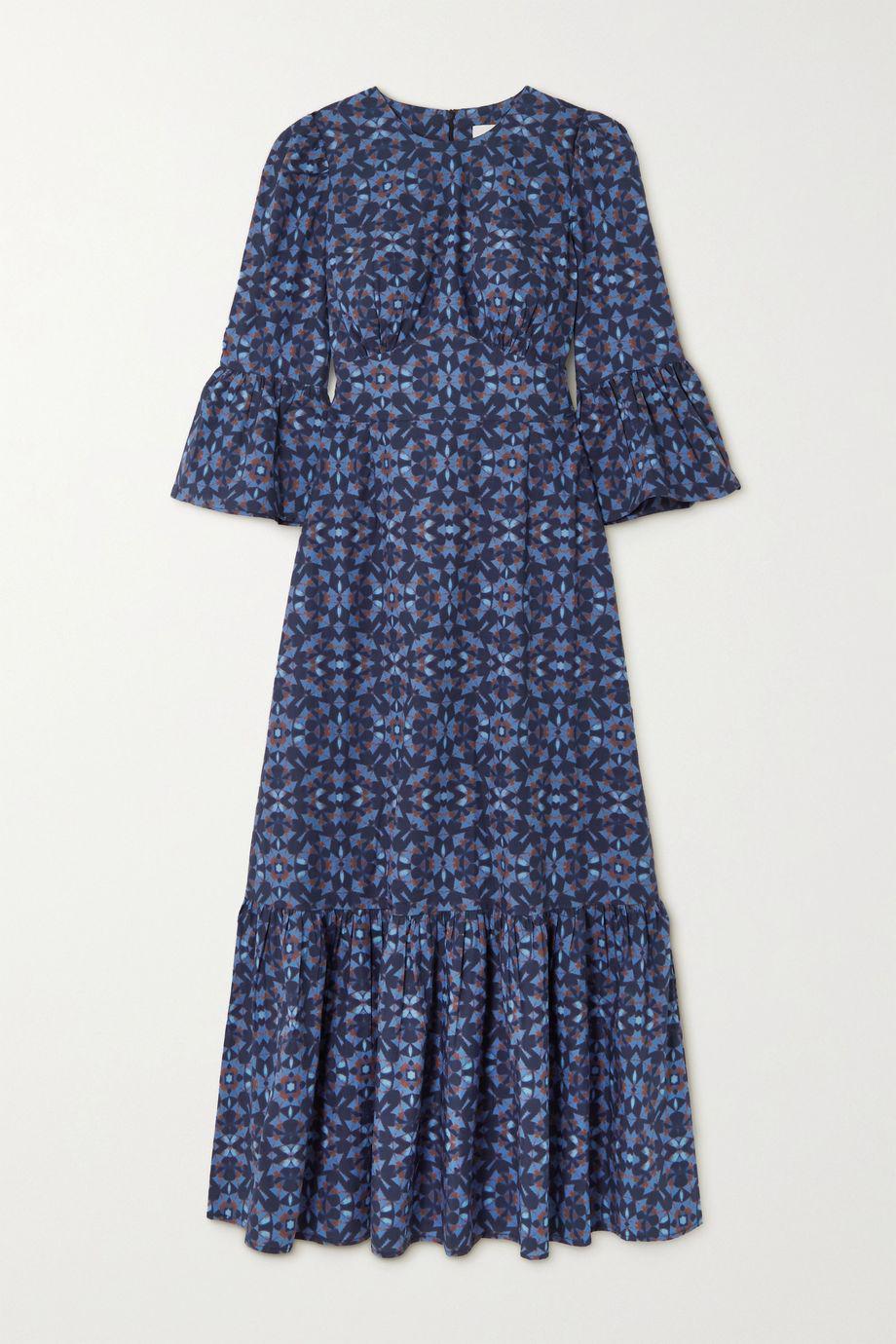 Luna ruffled printed organic cotton maxi dress by CEFINN