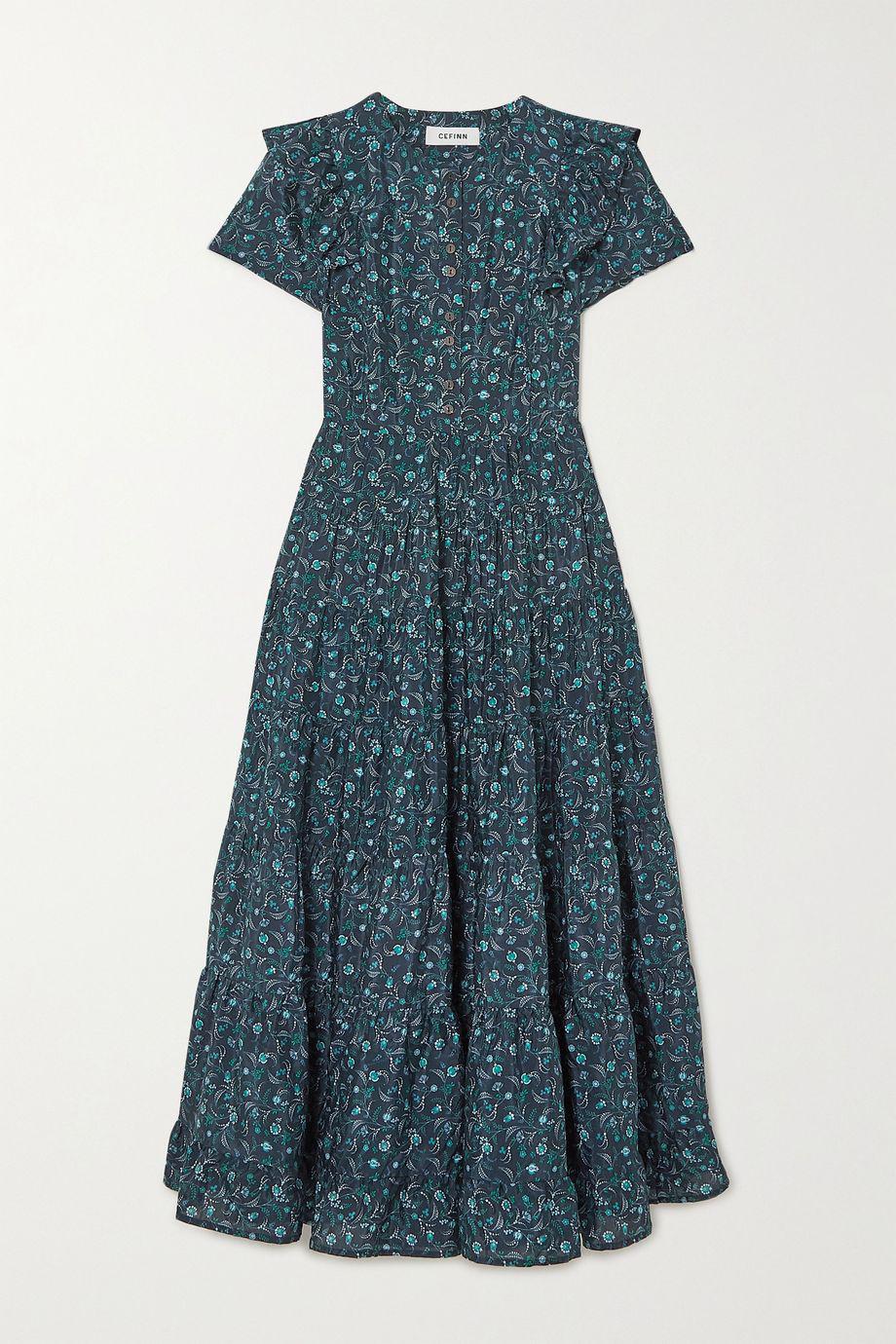 Sawyer ruffled floral-print cotton-blend maxi dress by CEFINN