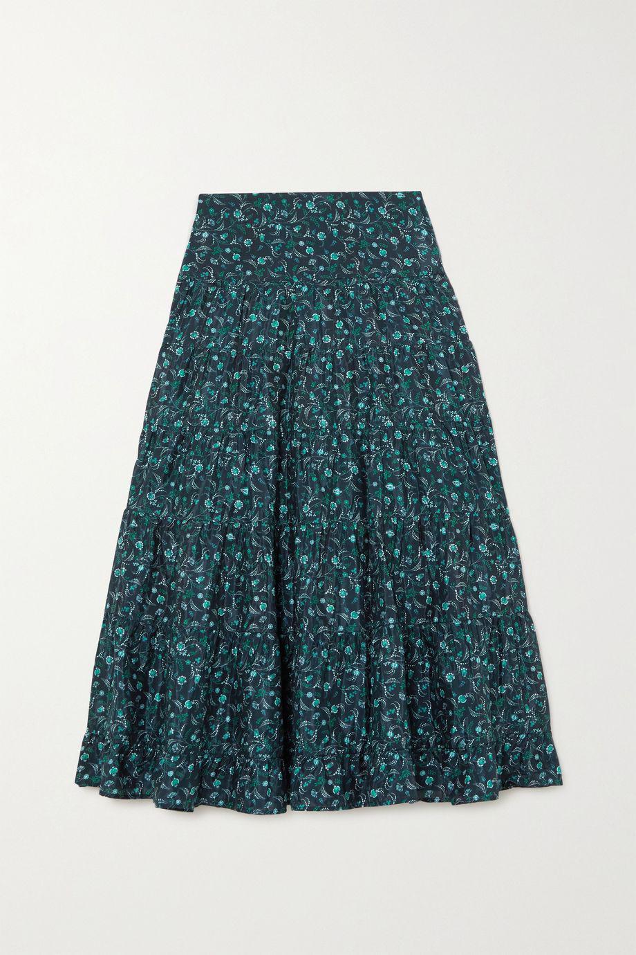 Sawyer tiered floral-print cotton-blend midi skirt by CEFINN