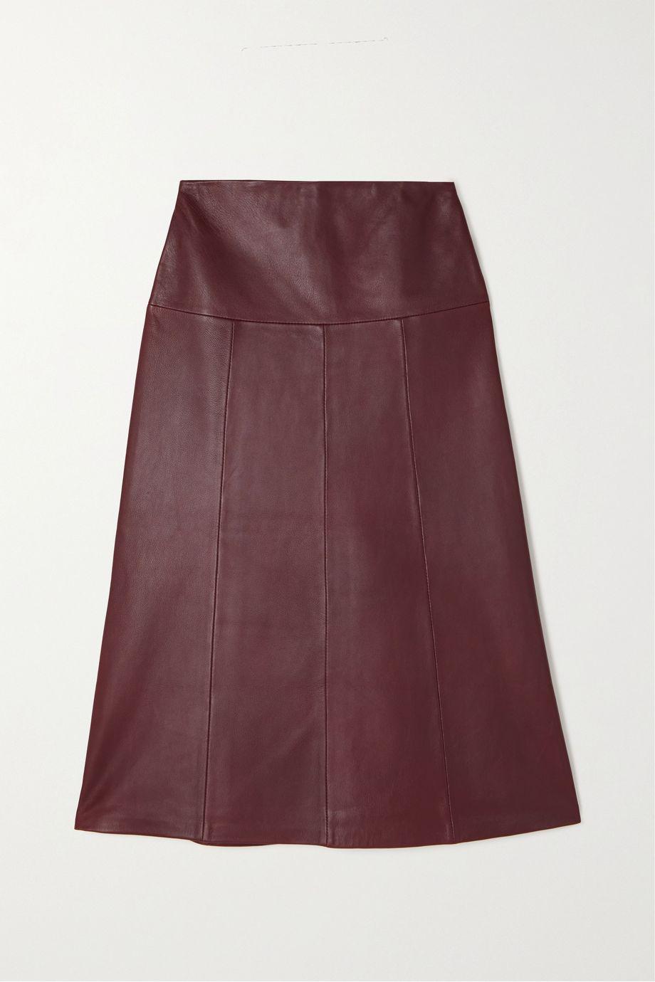 Tiana leather midi skirt by CEFINN