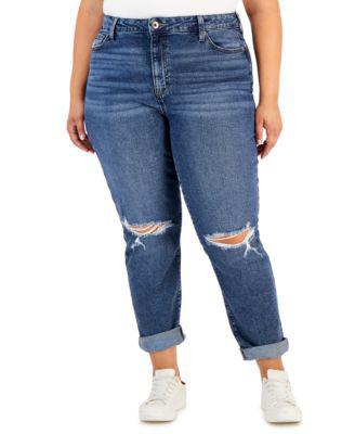 Trendy Plus Size Cuffed Mom Jeans by CELEBRITY PINK