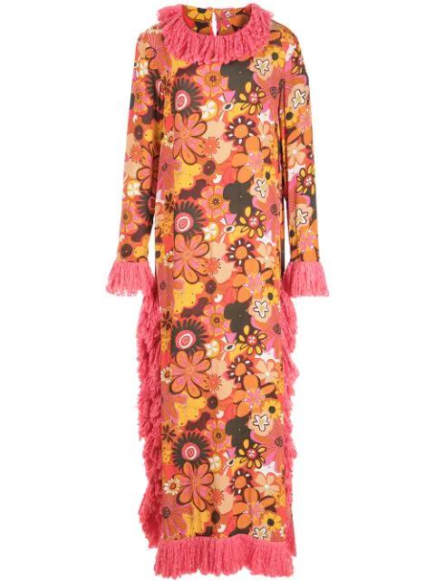 Gongga floral-print fringed dress by CELIA B