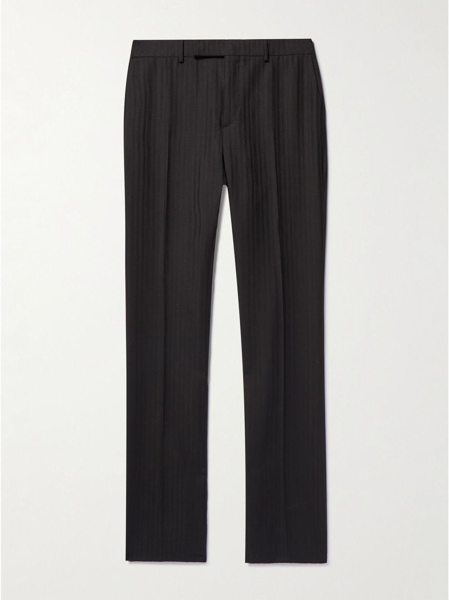 Cropped Slim-Fit Striped Virgin Wool and Mohair-Blend Trousers by CELINE