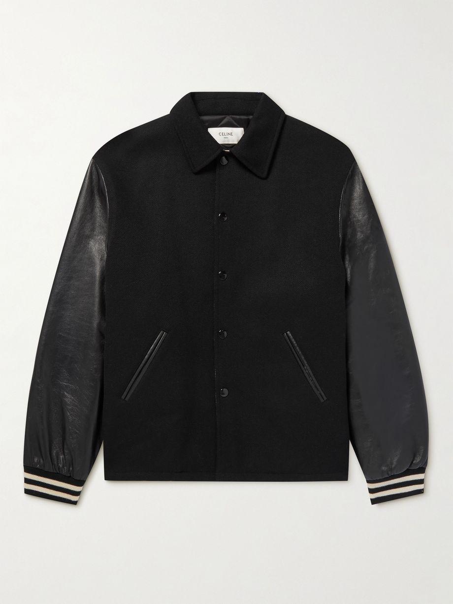 Embellished Appliquéd Mohair-Blend and Leather Bomber Jacket by CELINE