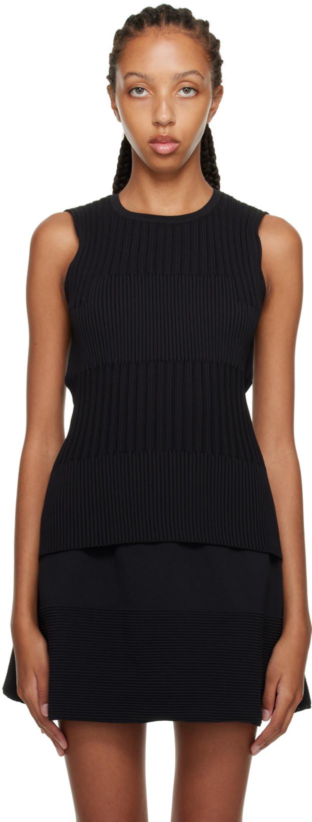 Black Fluted Tank Top by CFCL