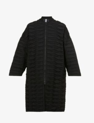 Façade gathered-knit relaxed-fit recycled-polyester coat by CFCL