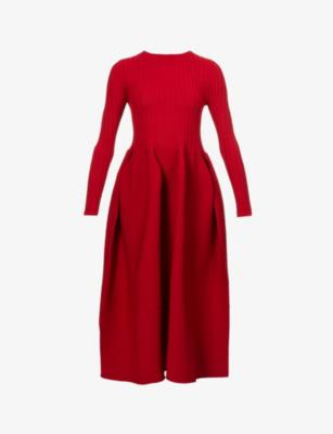 Pottery flared-hem recycled-polyester knitted midi dress by CFCL