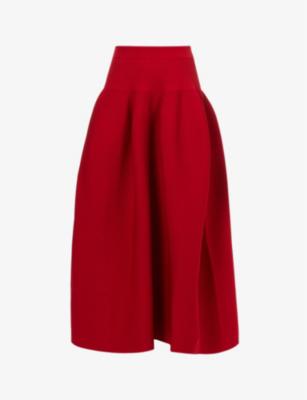 Pottery flared-hem recycled-polyester knitted midi skirt by CFCL