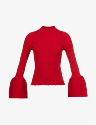 Pottery flared-sleeve recycled-polyester knitted top by CFCL