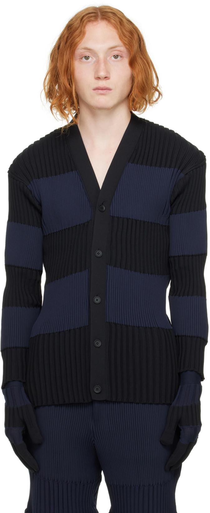 SSENSE Exclusive Black & Navy Fluted Cardigan by CFCL