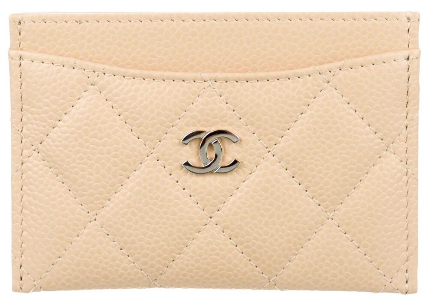Classic Card Case Holder Beige/Silver by CHANEL