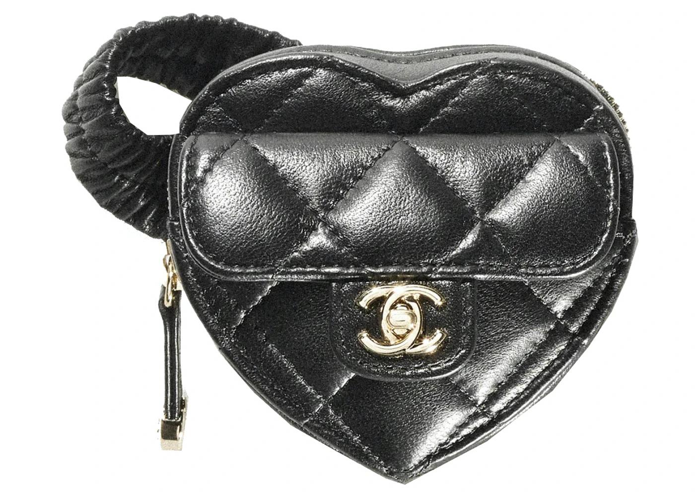 Heart Clutch With Chain 22S Black Lambskin by CHANEL