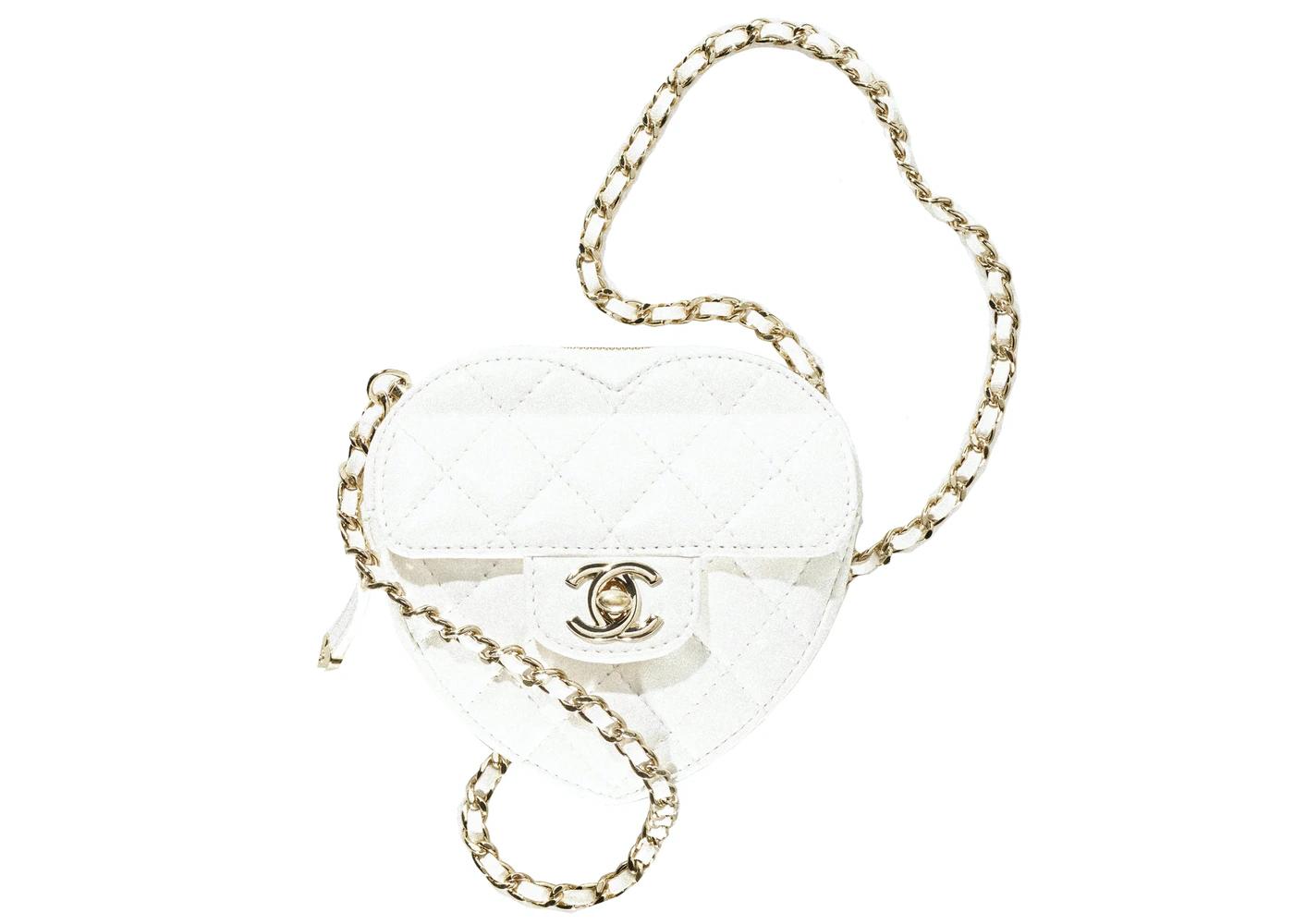 Heart Clutch With Chain 22S White Lambskin by CHANEL