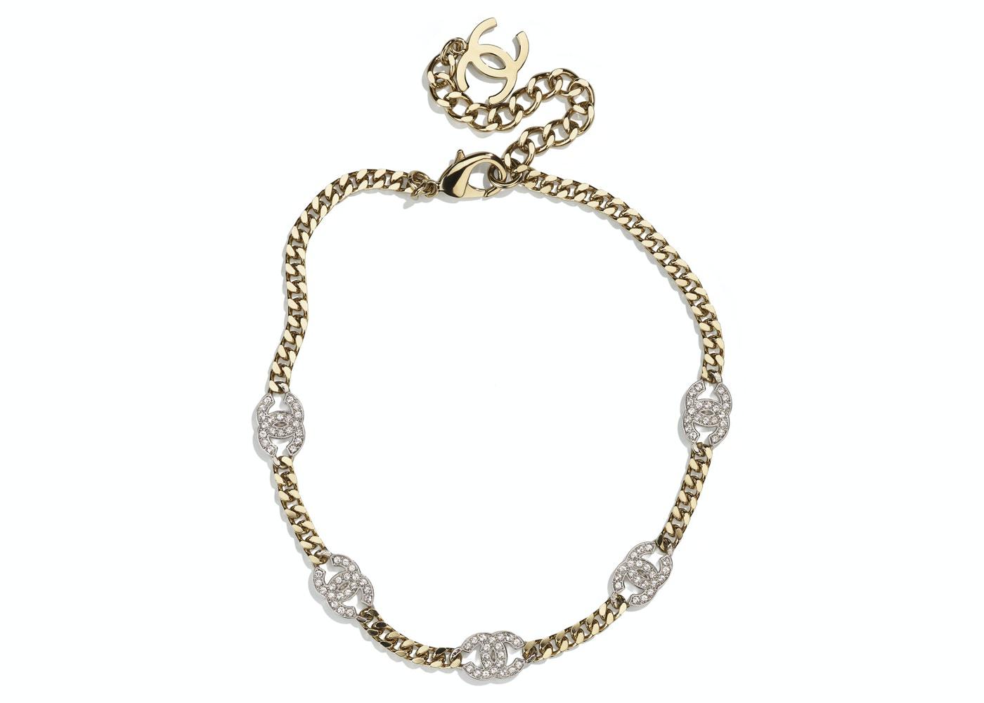 Interlocking Choker Necklace Gold/Silver/Crystal by CHANEL