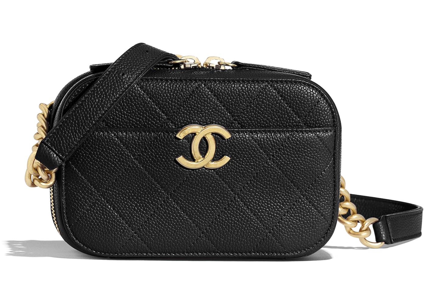 Waist Bag Stitched Grained Calfskin Gold-tone Black by CHANEL