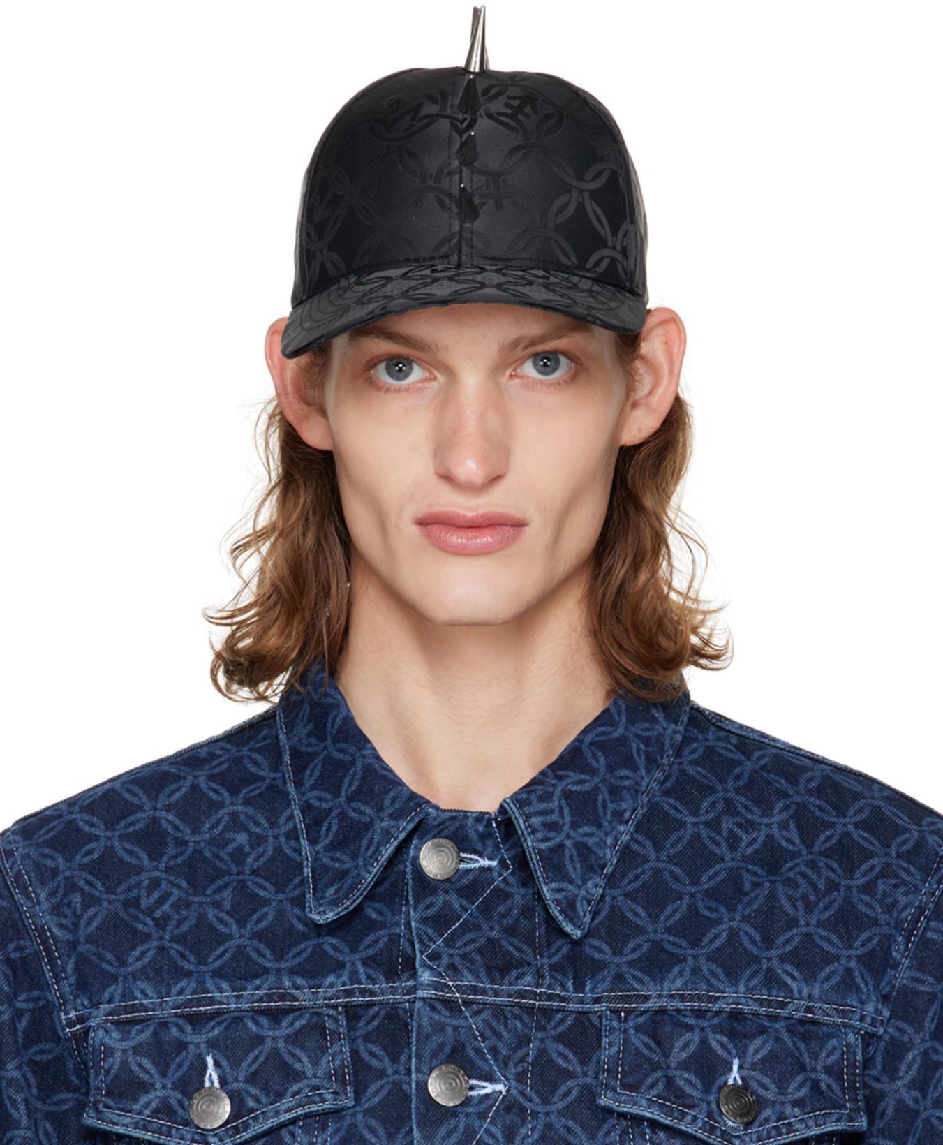 Black Studded Cap by CHARLES JEFFREY LOVERBOY