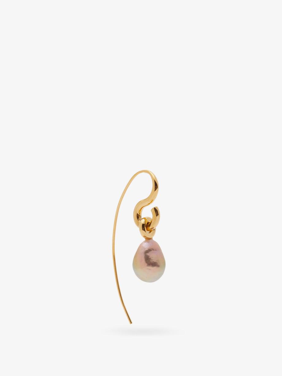 Hook pearl & 18kt gold-plated single earring by CHARLOTTE CHESNAIS FINE JEWELLERY