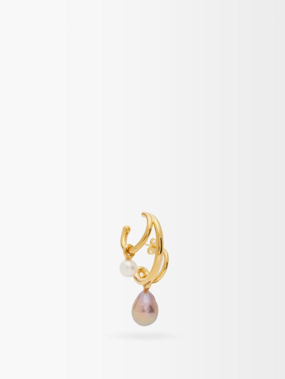 Triplet pearl & 18kt gold-plated single earring by CHARLOTTE CHESNAIS FINE JEWELLERY