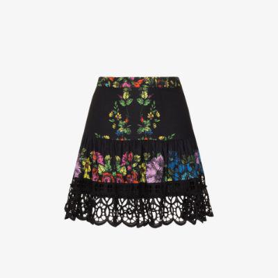 Black Eibis Floral Print Mini Skirt by CHARO RUIZ IBIZA