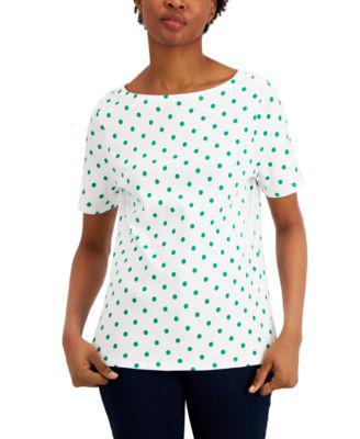 Cotton Gingham Boat-Neck Top by CHARTER CLUB