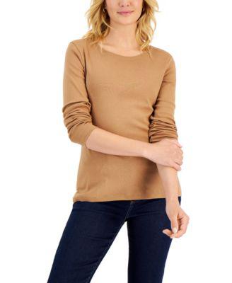 Pima Cotton Long-Sleeve Top by CHARTER CLUB