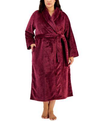 Plus Size Plush Zig Zag Wrap Robe by CHARTER CLUB