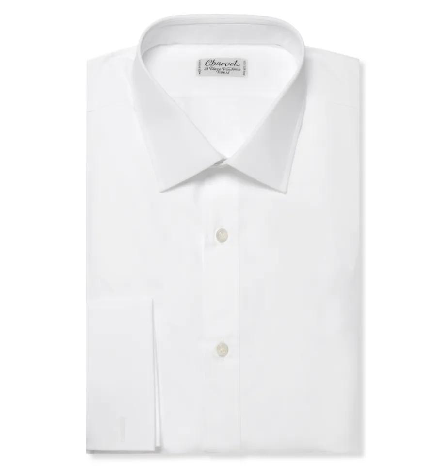 White Double-Cuff Cotton Shirt by CHARVET