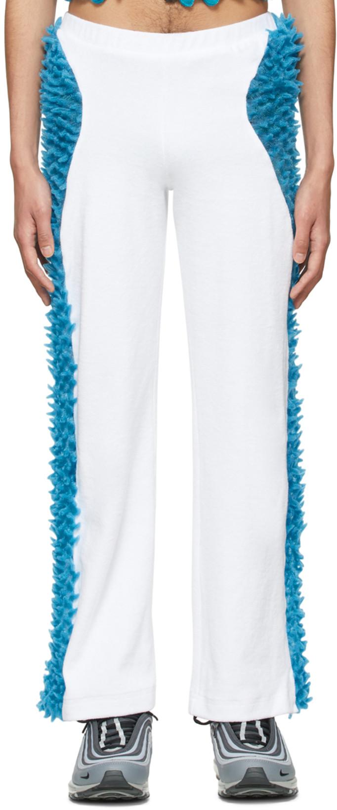 Blue & White The Ray Lounge Pants by CHET LO