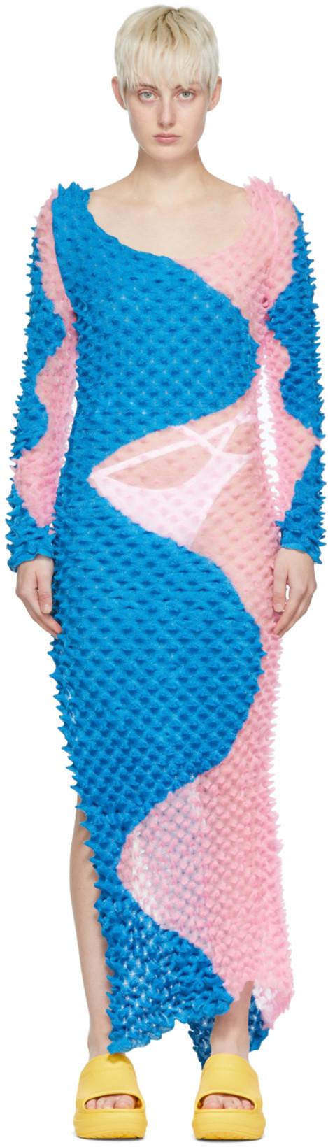 Pink & Blue Tidal Midi Dress by CHET LO