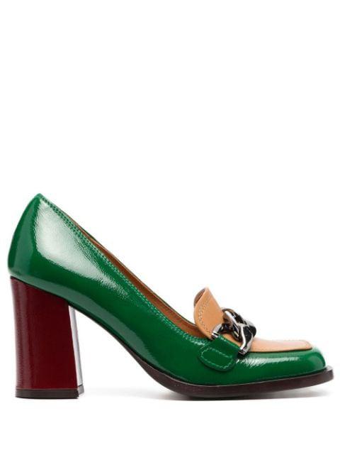 colour-block 100mm leather pumps by CHIE MIHARA