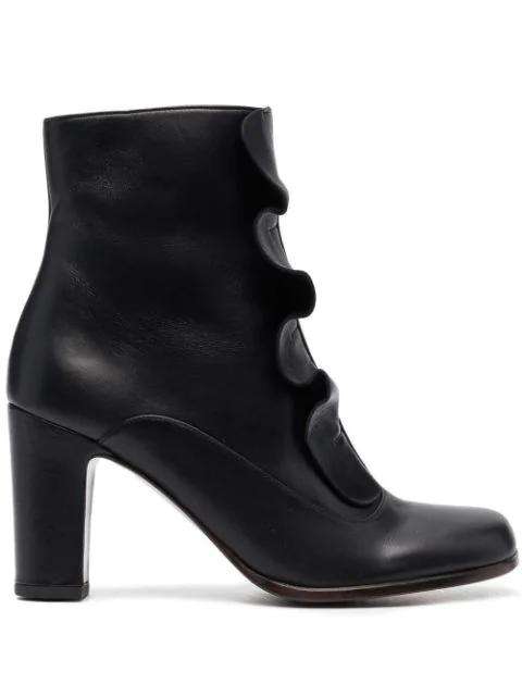 ruffle-detail leather ankle boots by CHIE MIHARA
