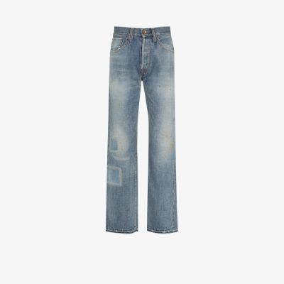 patch wash straight-leg jeans by CHIMALA