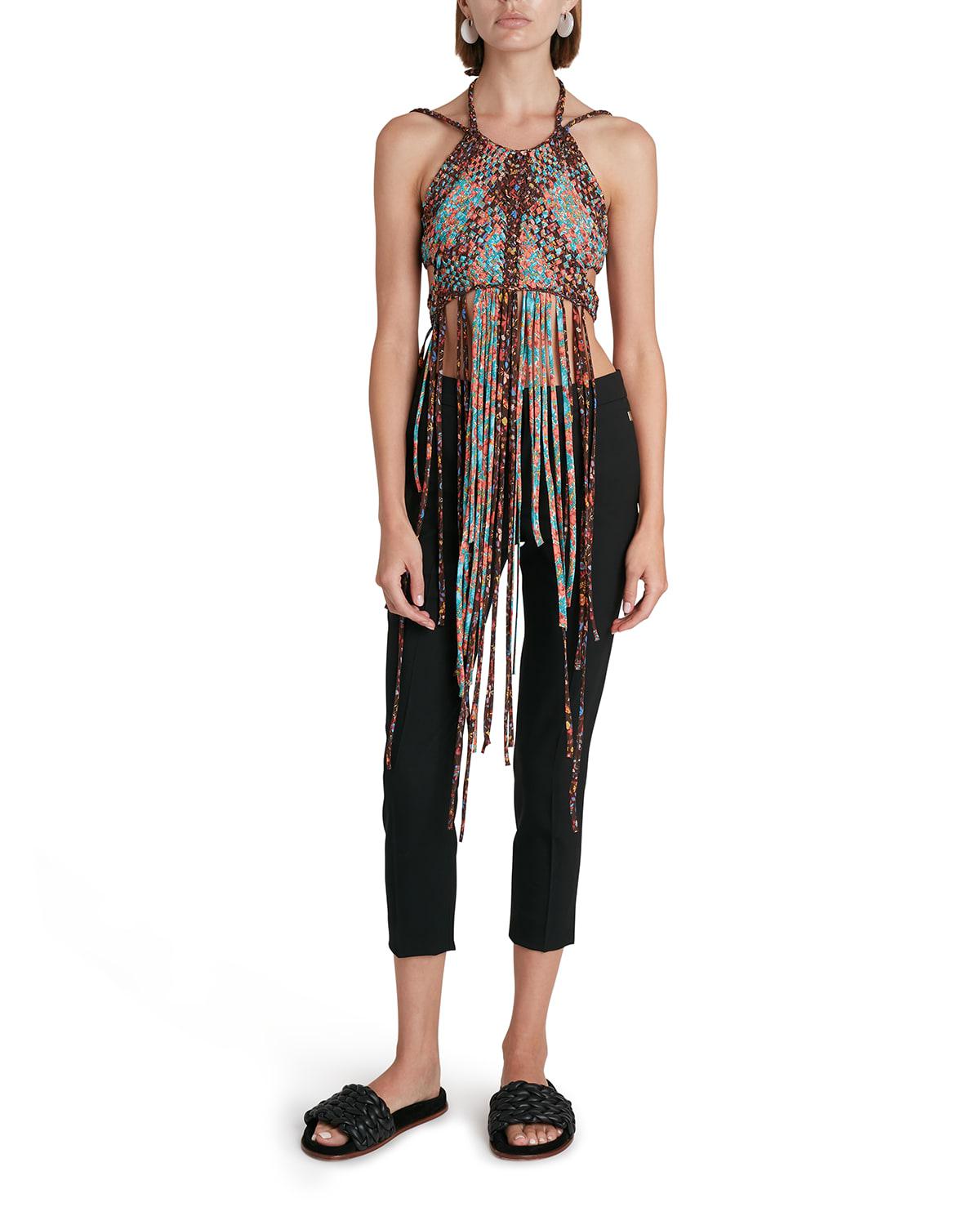 Hand Woven Strappy Crop Top w/ Fringe by CHLOE