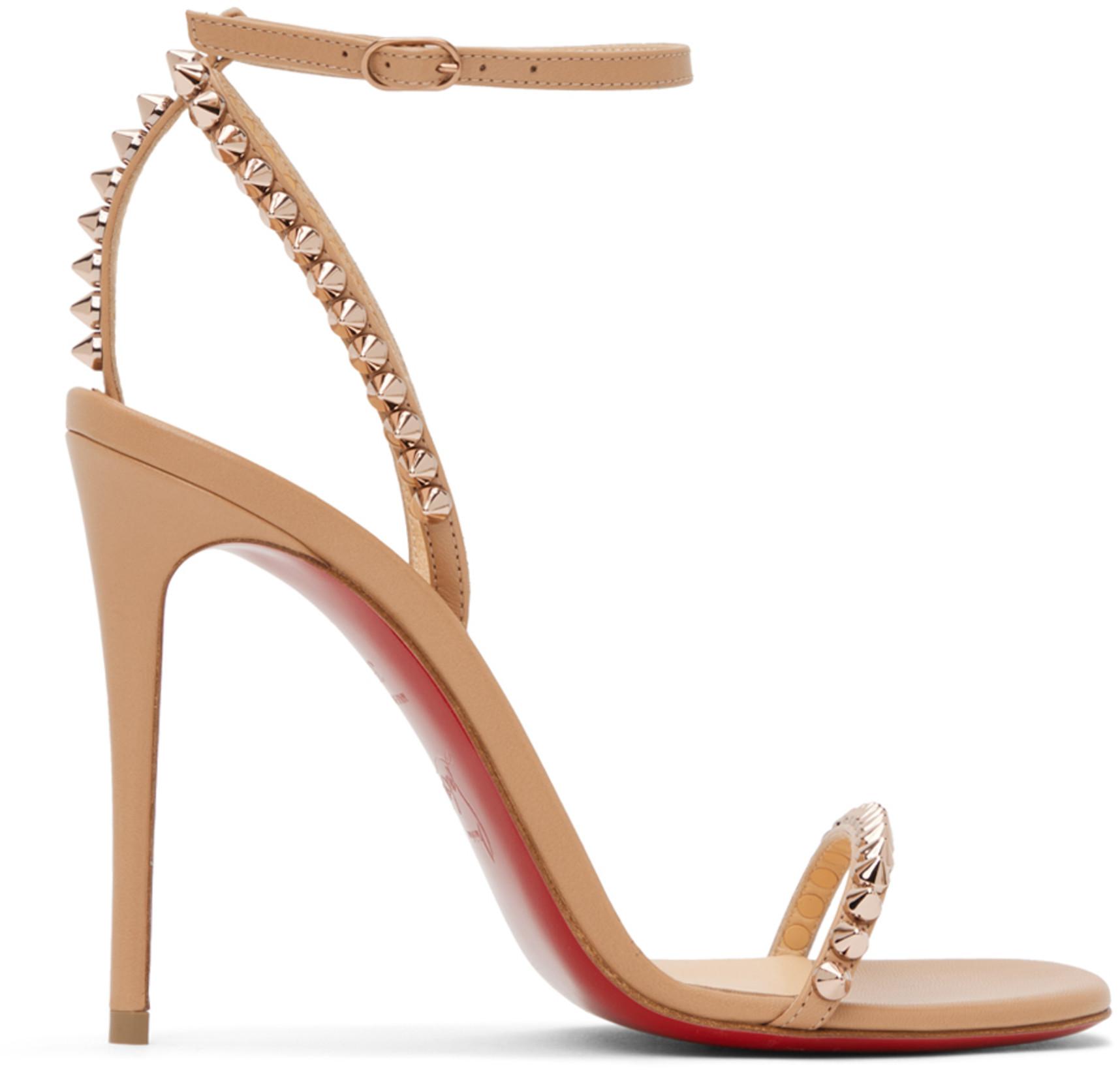 Beige So Me 100 Heeled Sandals by CHRISTIAN LOUBOUTIN