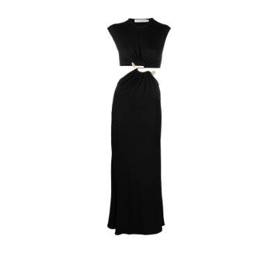 Black Distorted Quartz Cut-Out Maxi Dress by CHRISTOPHER ESBER