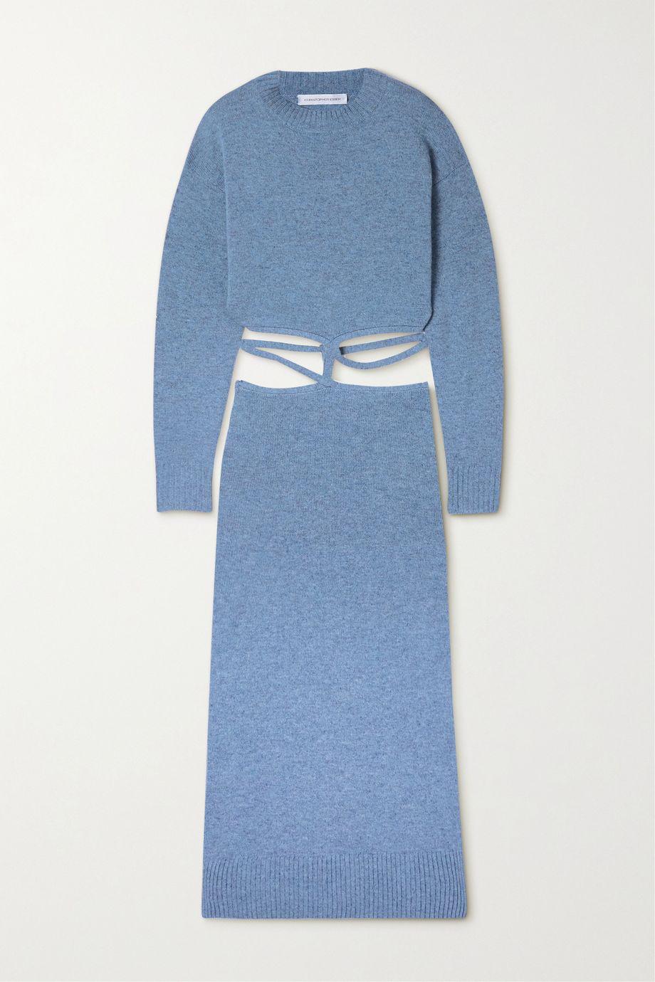 Tie-detailed cutout wool and cashmere-blend midi dress by CHRISTOPHER ESBER