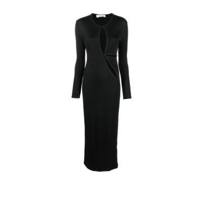 black cut-out ribbed knit midi dress by CHRISTOPHER ESBER